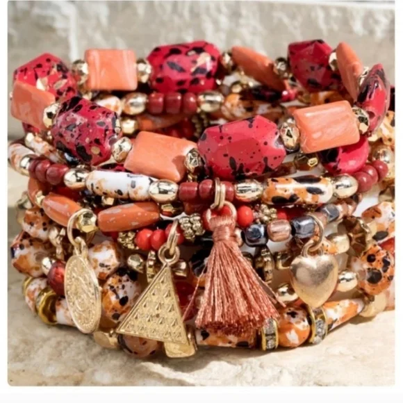 4- MULTI-LAYERED STRETCH BEADED BRACELETS-NEW-Set of 4. - Picture 2 of 7